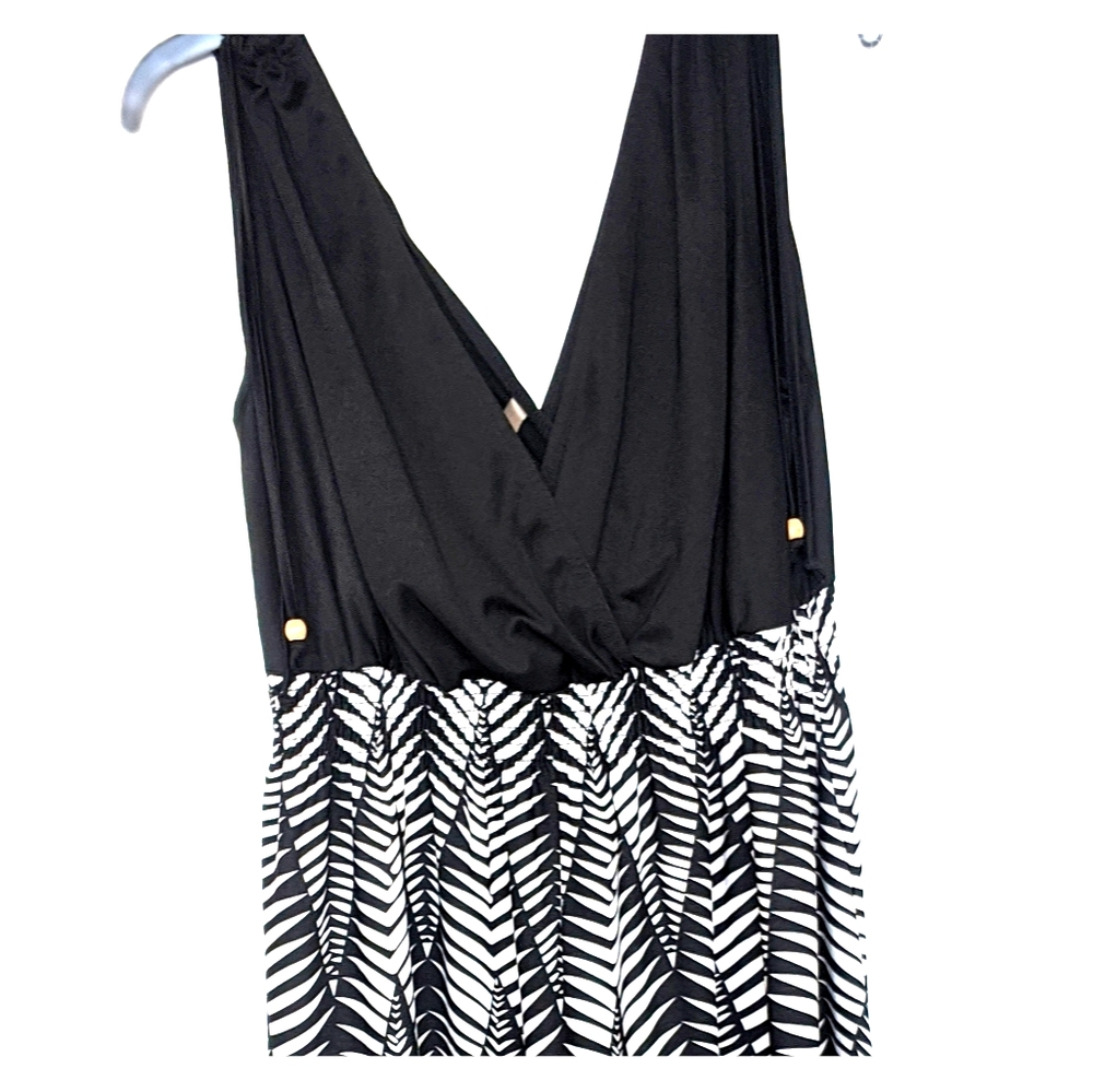 Black and white midi asymmetrical dress